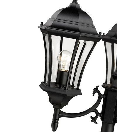 Z-Lite Wakefield Outdoor Post Light, Black & Clear Beveled 522MP3-BK